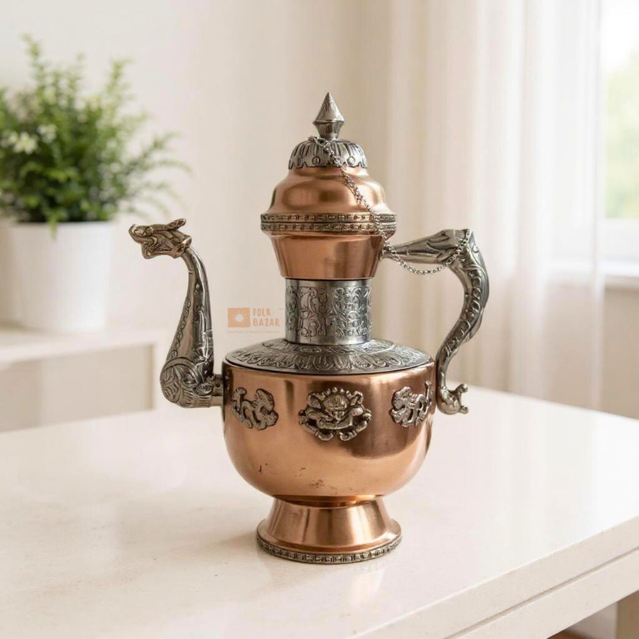 Dragon Neck Round Copper Kettle